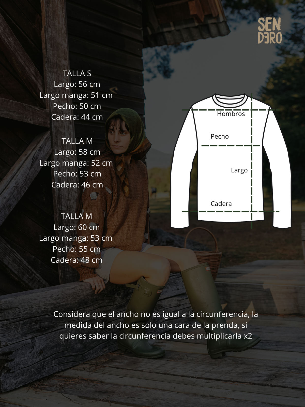 Guía de tallas Sweater Puelche
