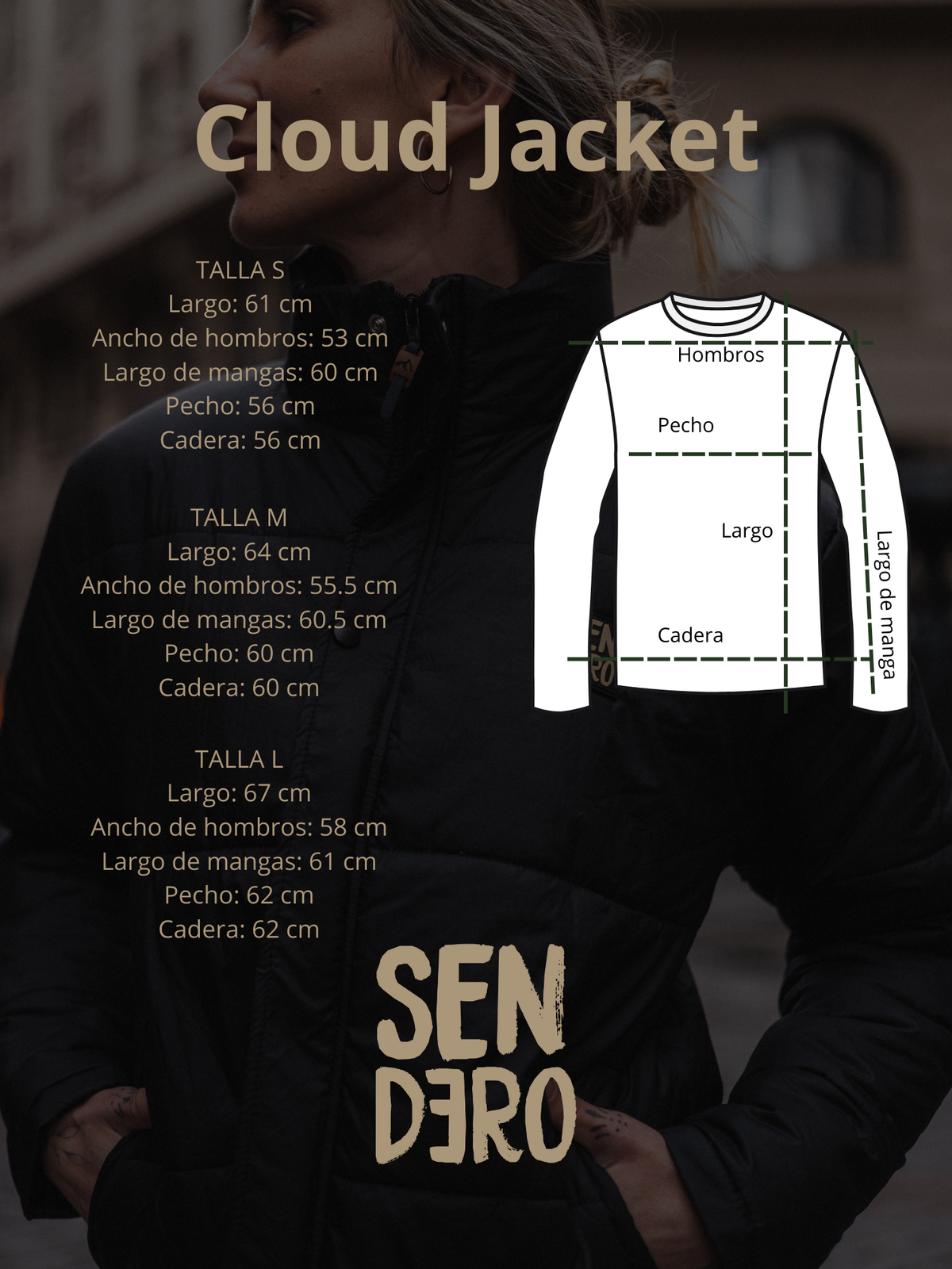 Guía de tallas Cloud Jacket - Black Edition