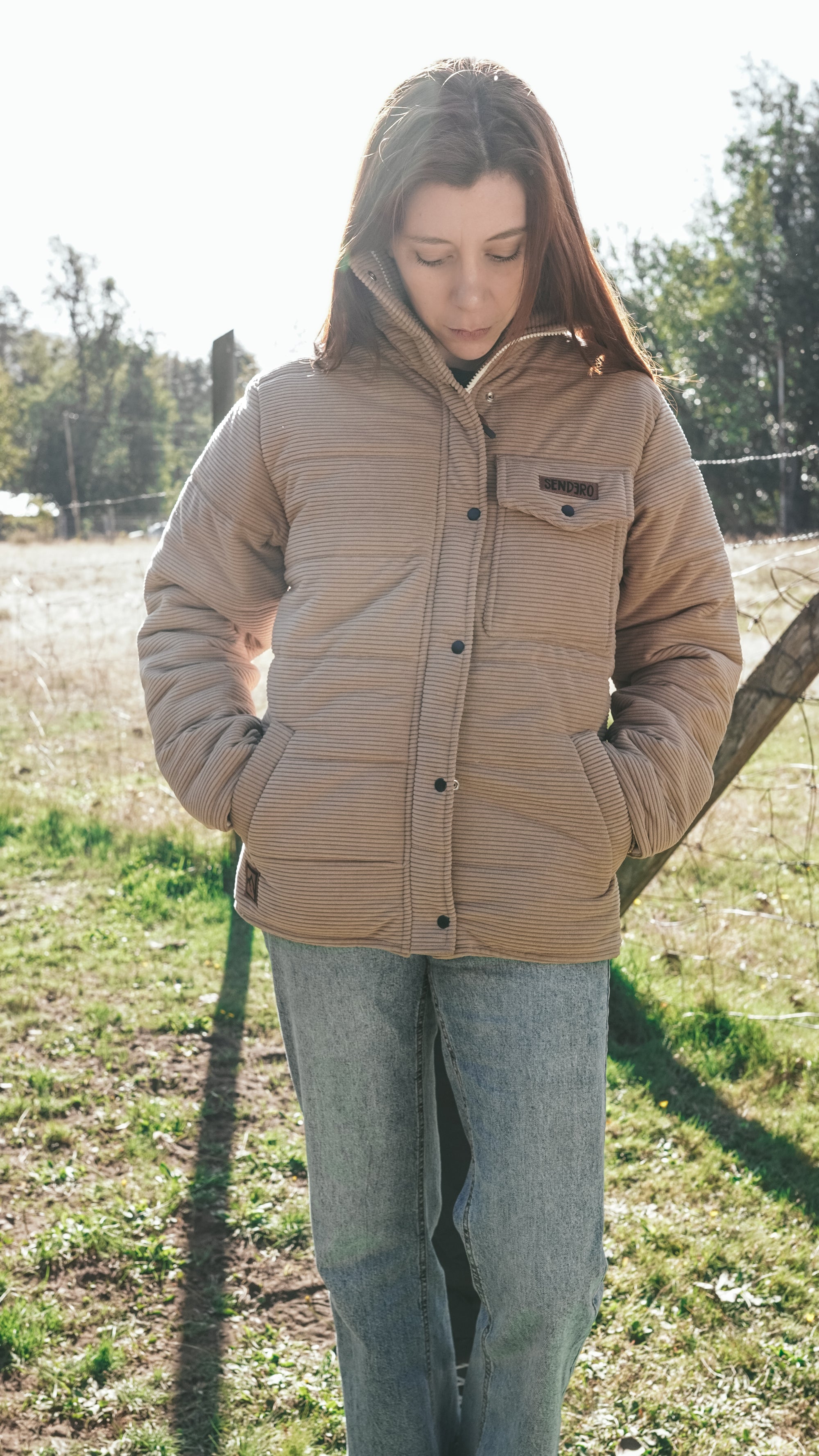 Chaqueta Puesco Beige Cotelé mujer