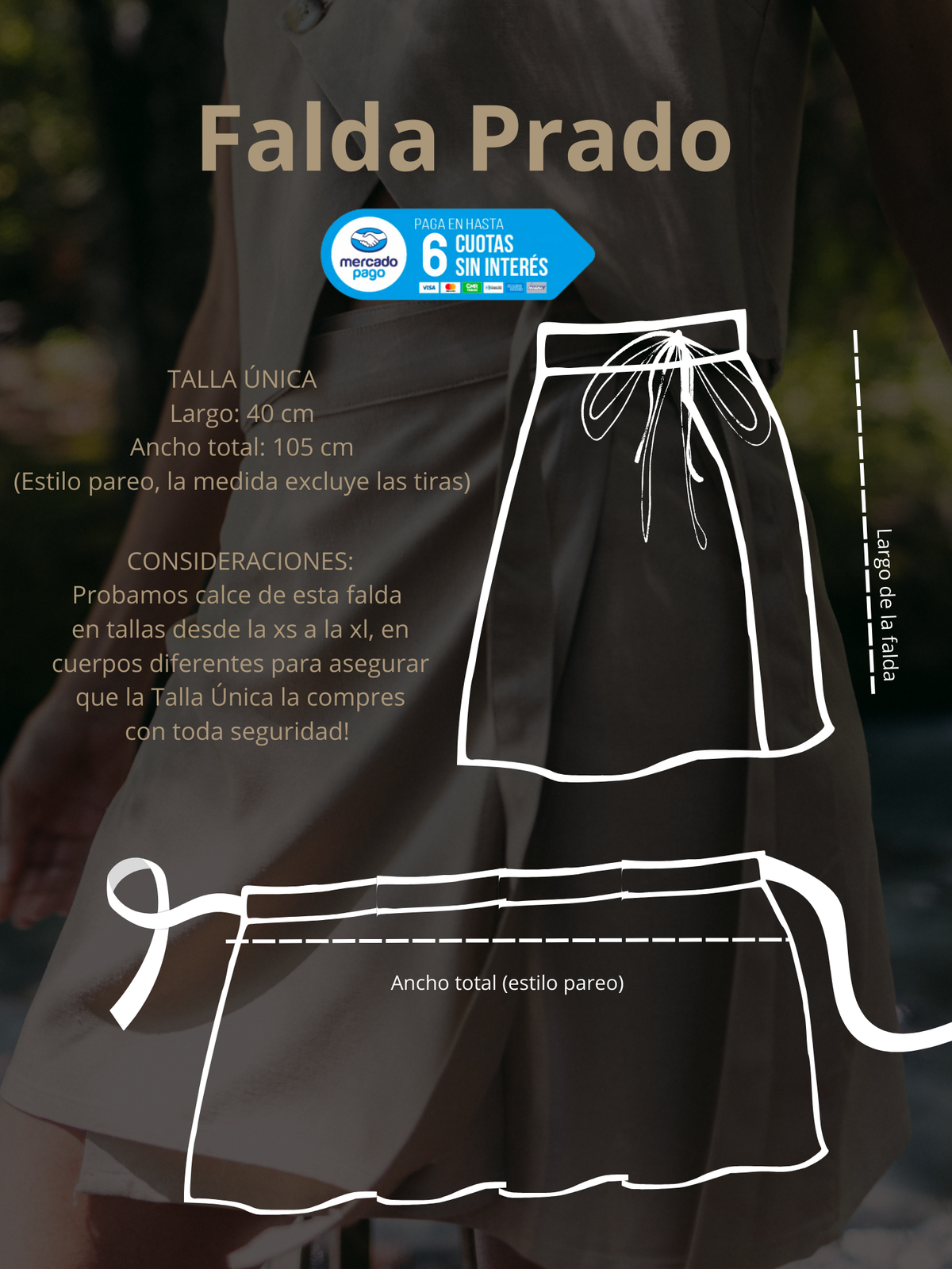 Guía de tallas Falda Prado Green