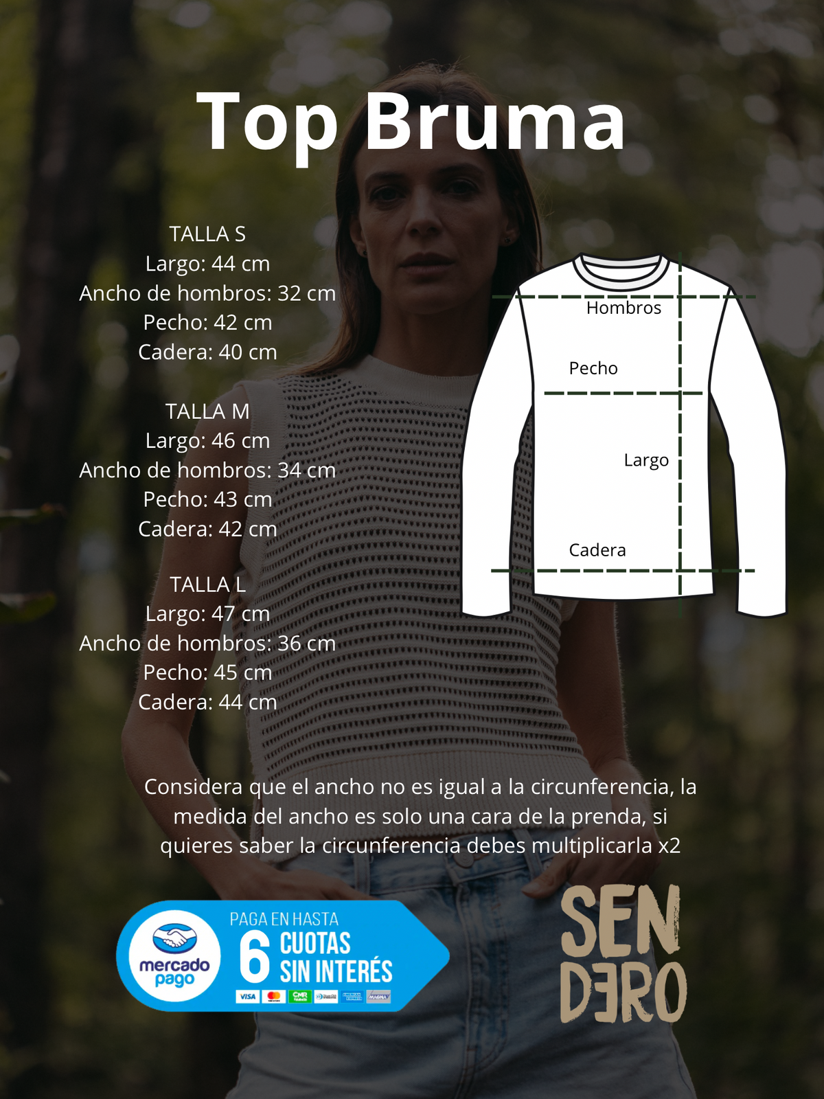 Guía de tallas Top Bruma