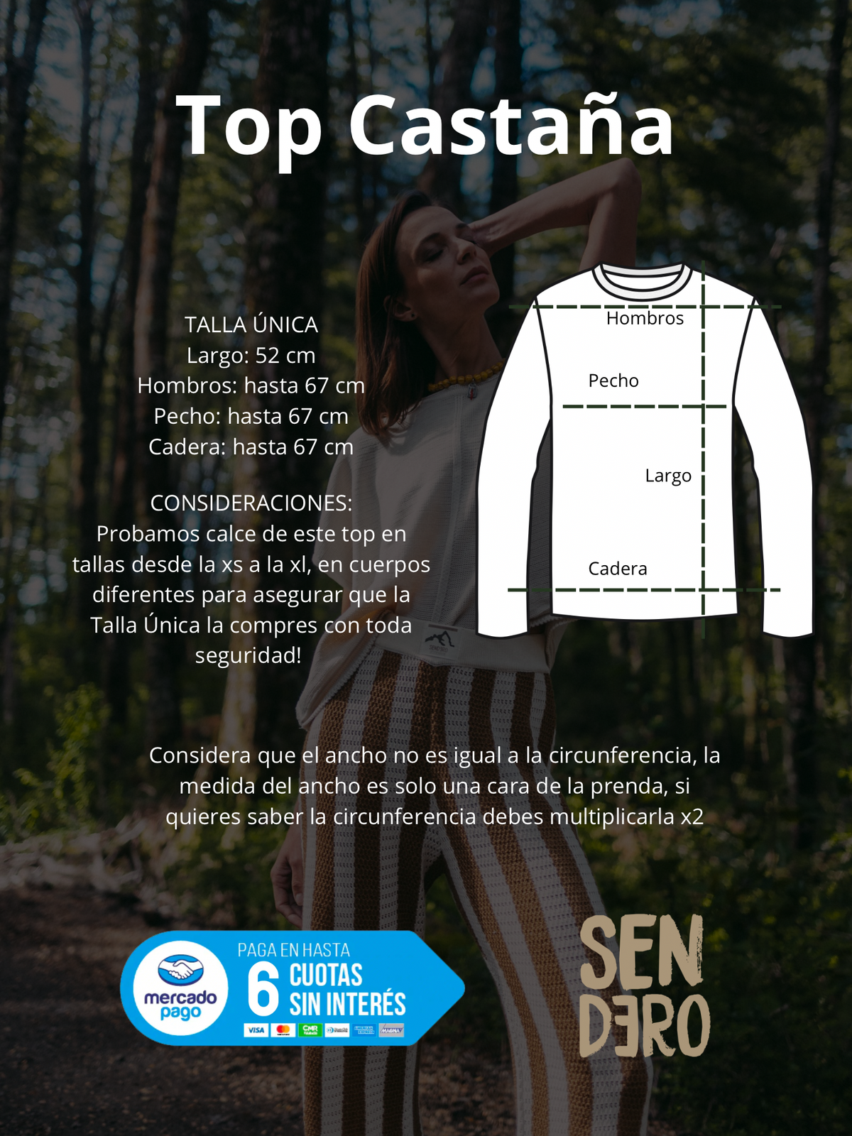 Guía de tallas Top CASTAÑA