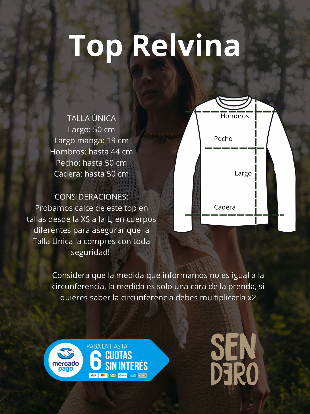 Guía de tallas Top Relvina Crudo