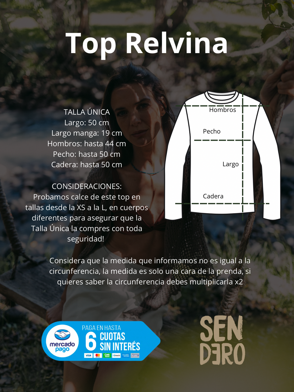 Guía de tallas Top Relvina Corteza