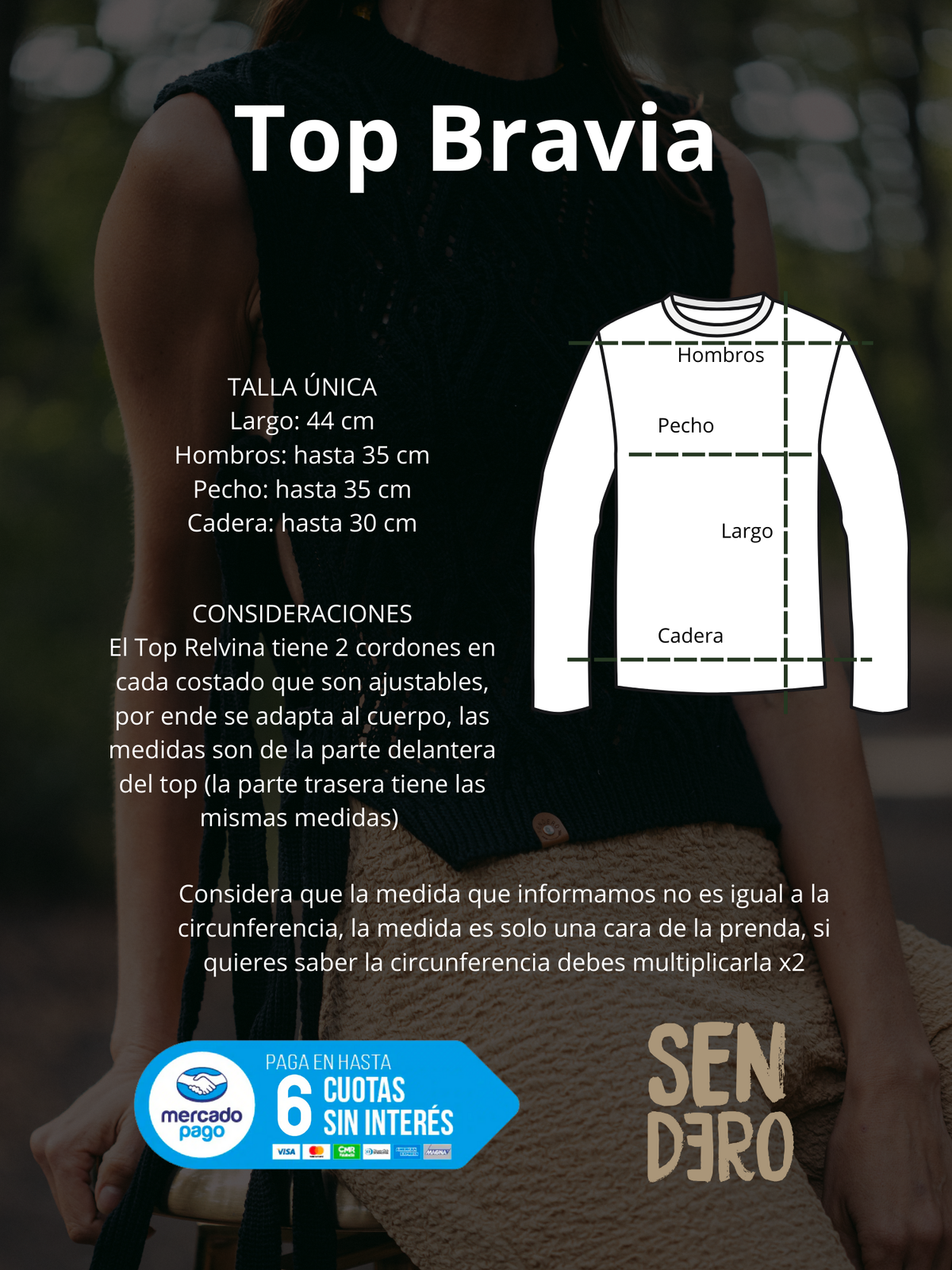 Guía de tallas Top Bravía Black