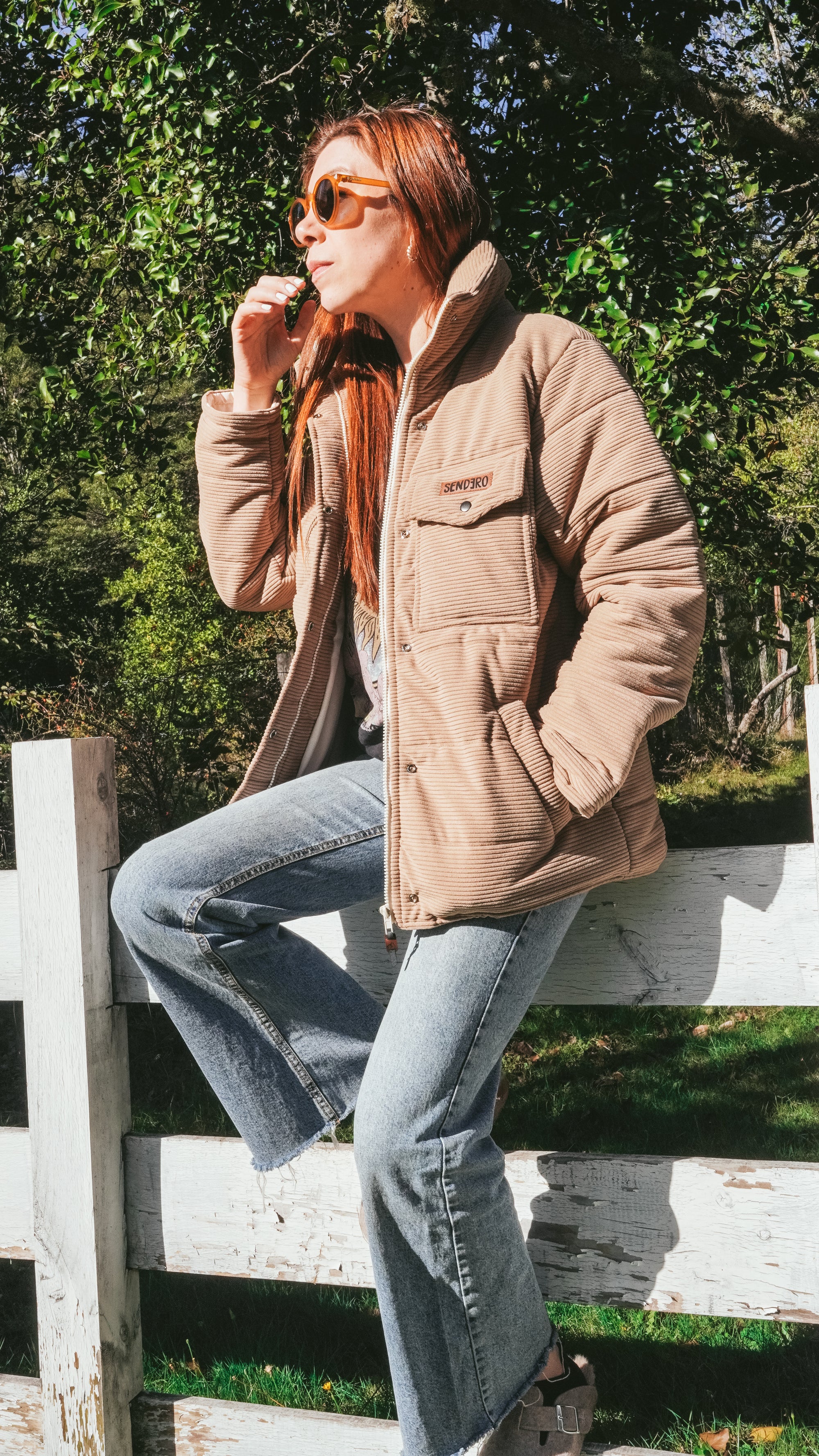 Chaqueta Puesco Beige Cotelé mujer